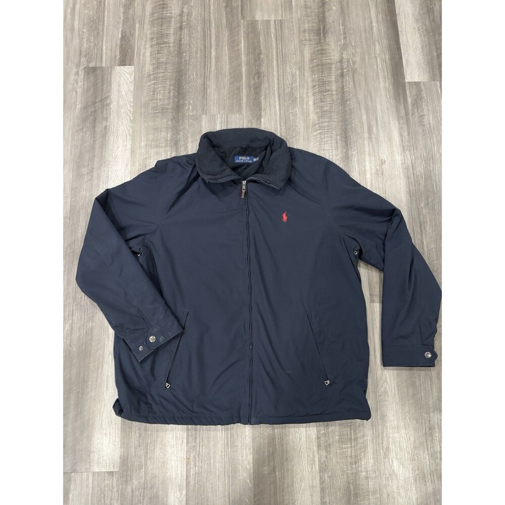 Vintage Polo Ralph Lauren Men Jacket 2XL Tall Blue Packable Hood Fleece Line Y2K